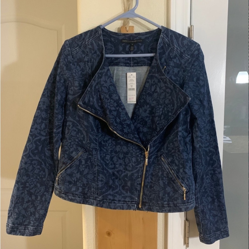 NWT WHBM Denim Moto Jacket